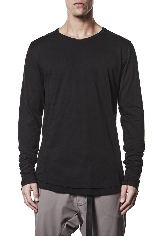 thom/krom M TS 905 Basic Round Neck L/S 2in1 Tee - Black