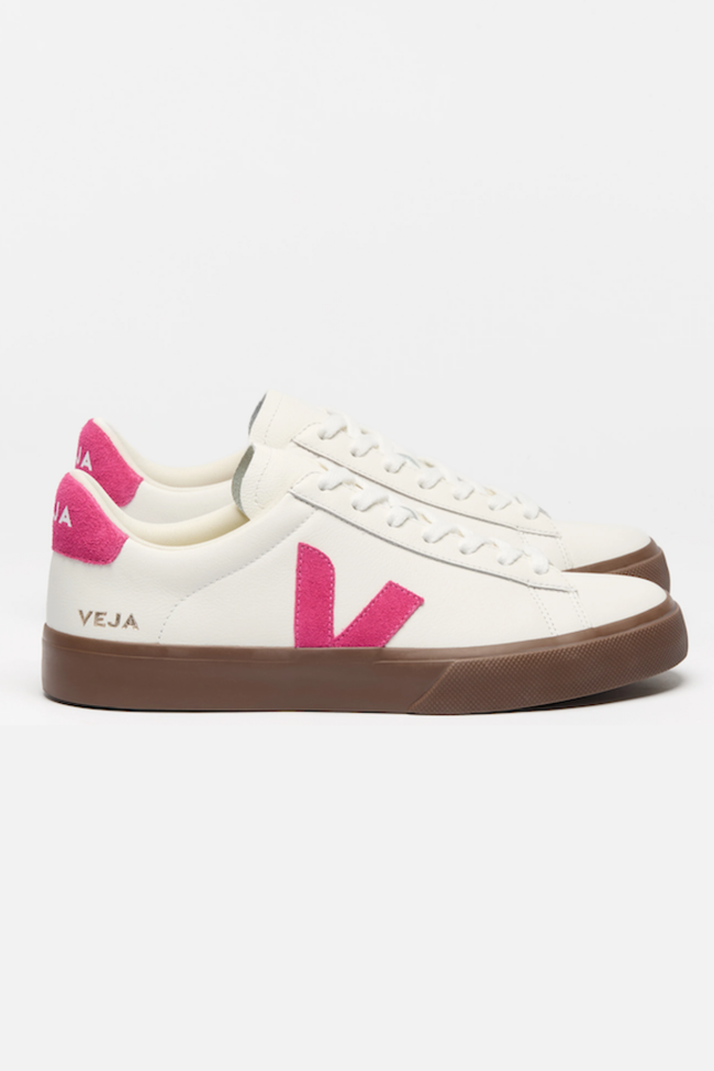 Veja Womens Campo Leather Sneakers - White/Pink Bark