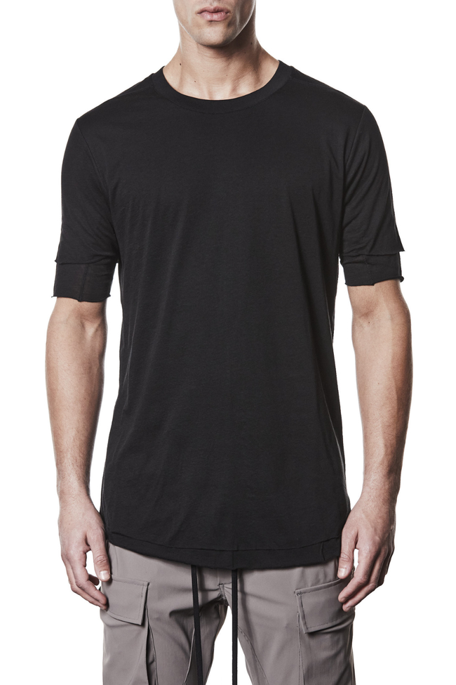 thom/krom M TS 892 Round Neck 2in1 Tee - Black