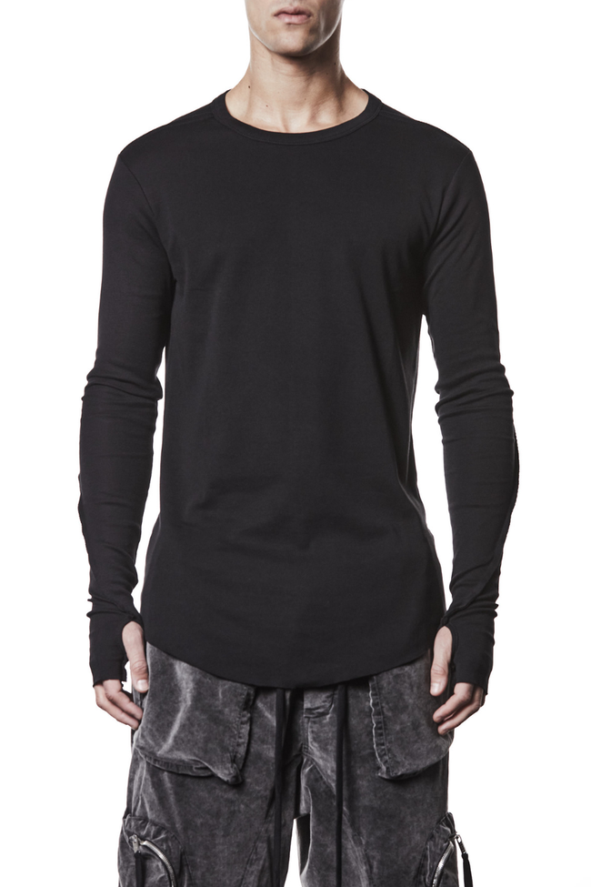 thom/krom M TS 900 Basic Round Neck L/S 2in1 Tee - Black