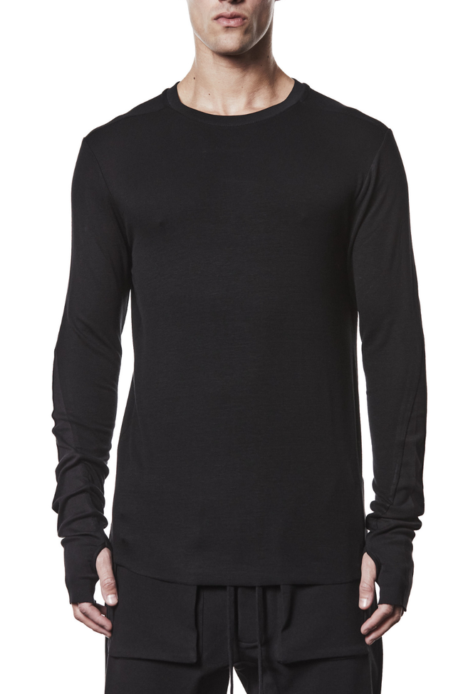 thom/krom M TS 898 Round Neck L/S Tee - Black