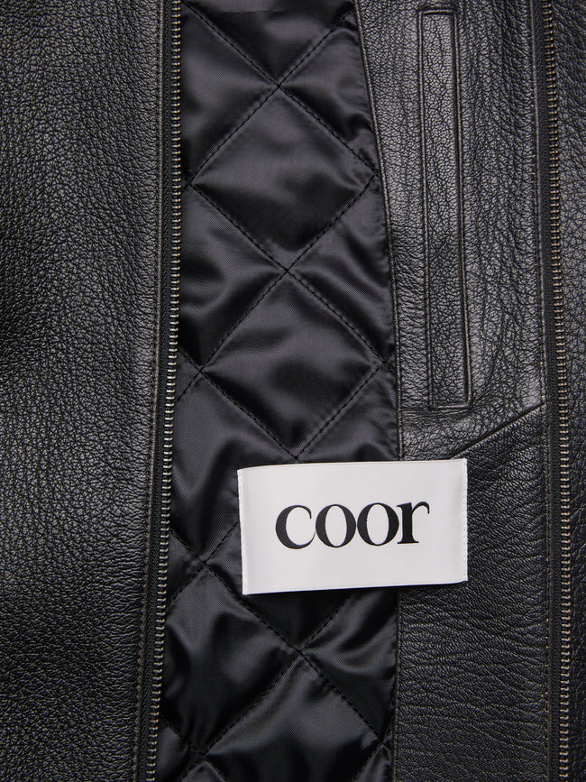 COOR Goat Skin A-2 Leather Jacket - Black