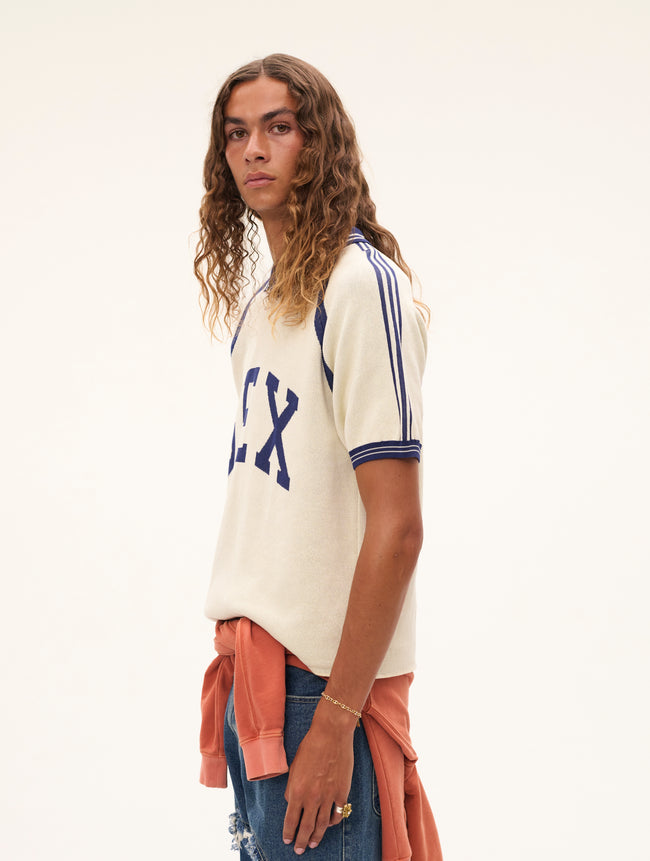 Carne Bollente Captain Kinky Polo - Cream/Blue