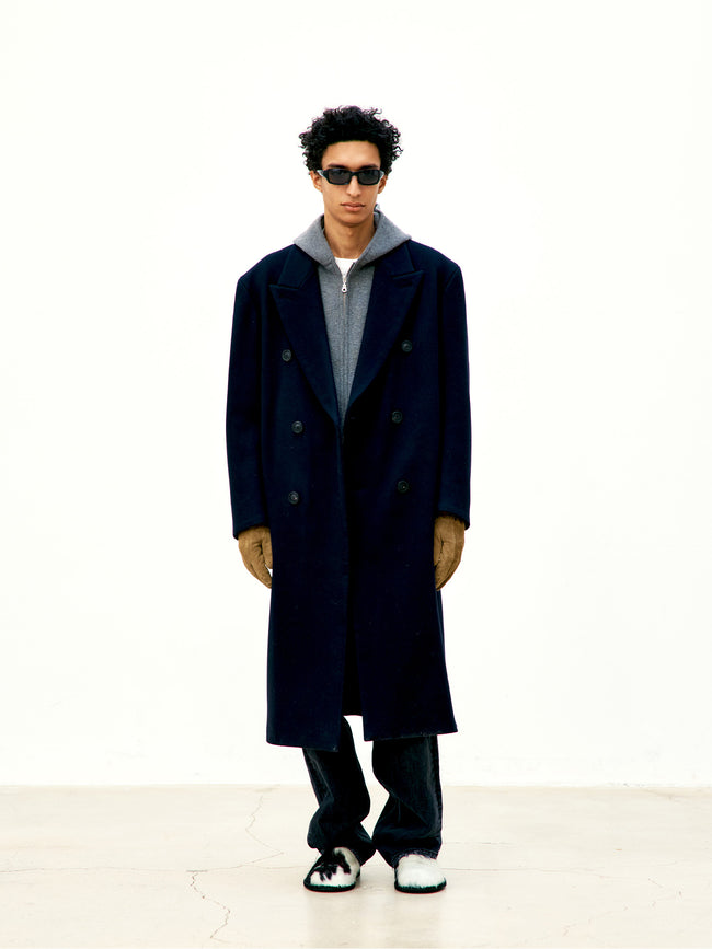 COOR Mtr Over-Fit Double Breasted Long Coat - Black