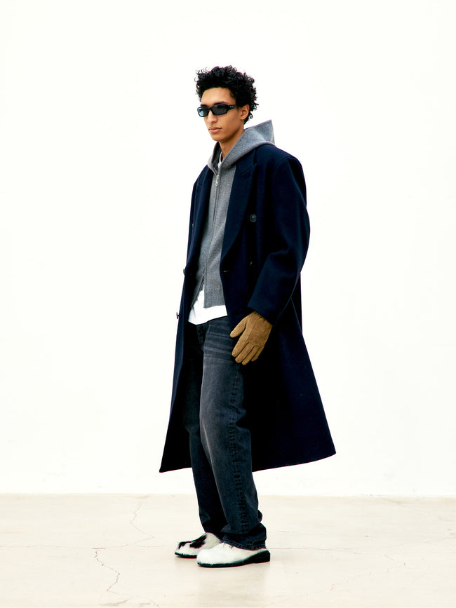 COOR Mtr Over-Fit Double Breasted Long Coat - Black