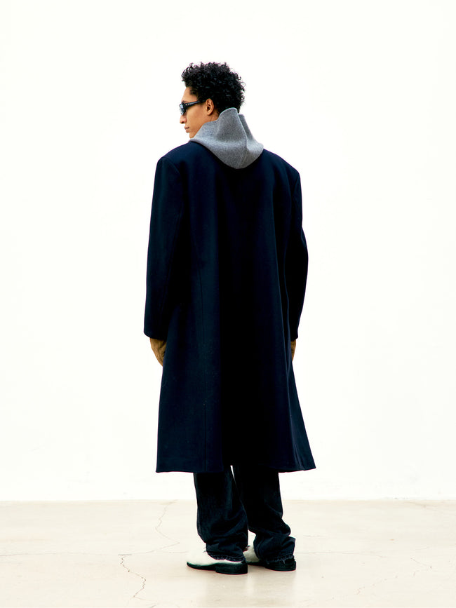 COOR Mtr Over-Fit Double Breasted Long Coat - Black