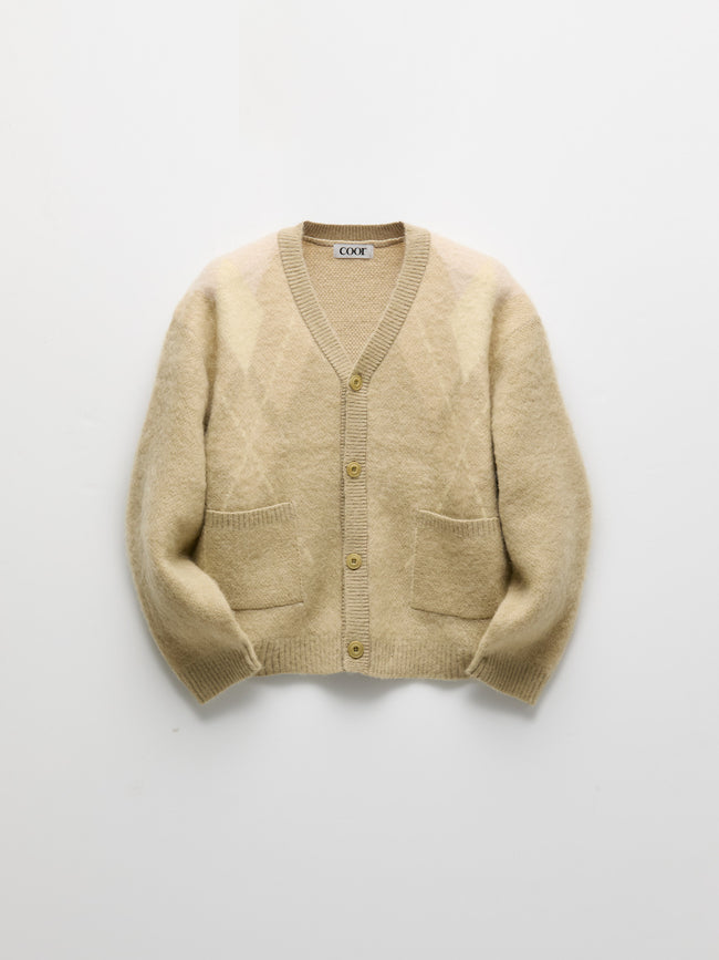 COOR Hairy Mixed Argyle Cardigan - Yellow