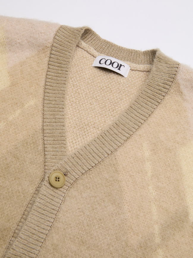 COOR Hairy Mixed Argyle Cardigan - Yellow
