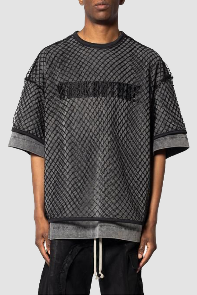 Juun.J Net Overlay Tee - Black