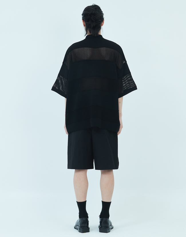 Juun.J Mixed Structure Polo - Black