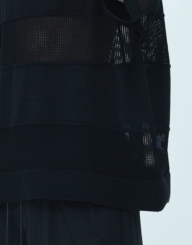 Juun.J Mixed Structure Polo - Black