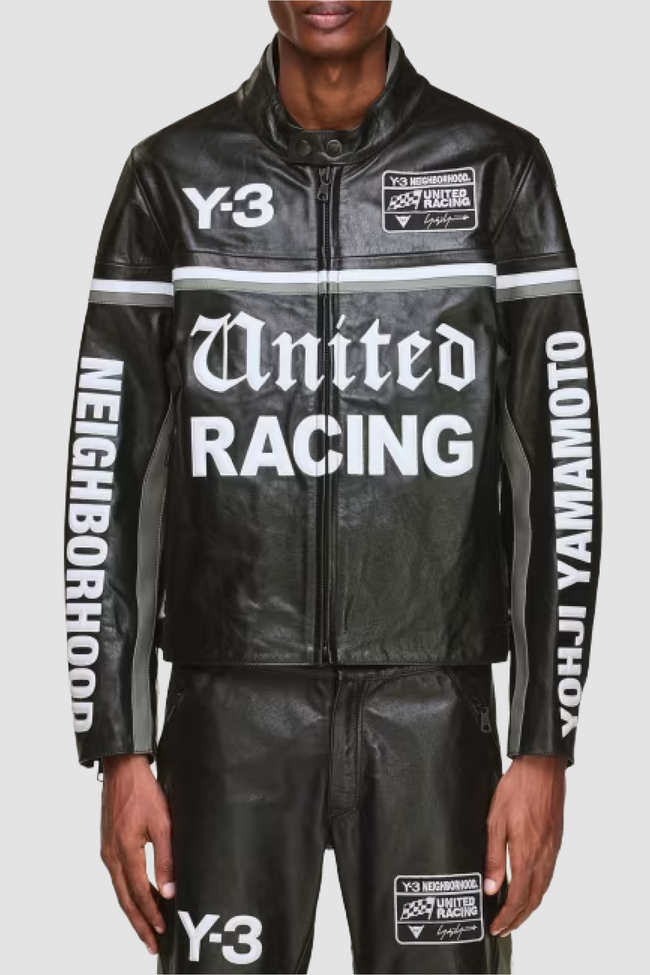 Y-3 x NEIGHBORHOOD Leather Racer Jacket - Black