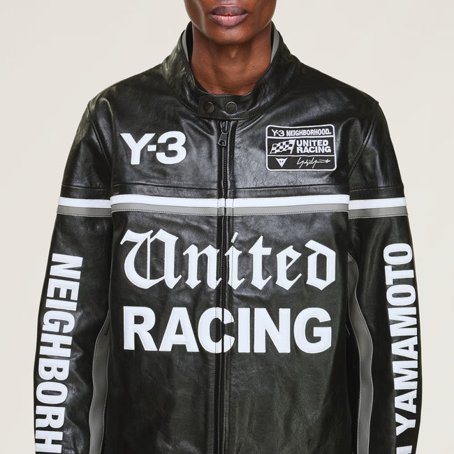 Y-3 x NEIGHBORHOOD Leather Racer Jacket - Black - Due West Y-3 x NEIGHBORHOOD Leather Racer Jacket - Black - Due West
