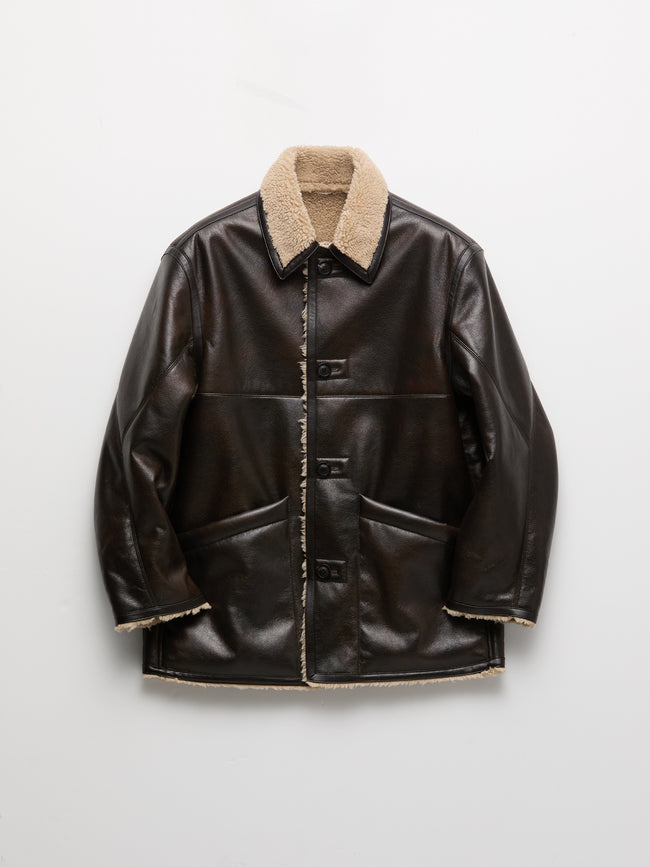 COOR Reversible Eco Shearling Leather Jacket - Brown