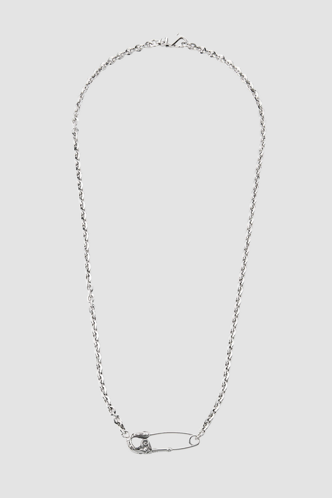 Emanuele Bicocchi Arabesque Safety Pin Necklace - Silver