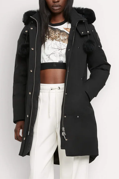 Moose Knuckles Womens Down *Parka Stirling Shearling - Black/Black