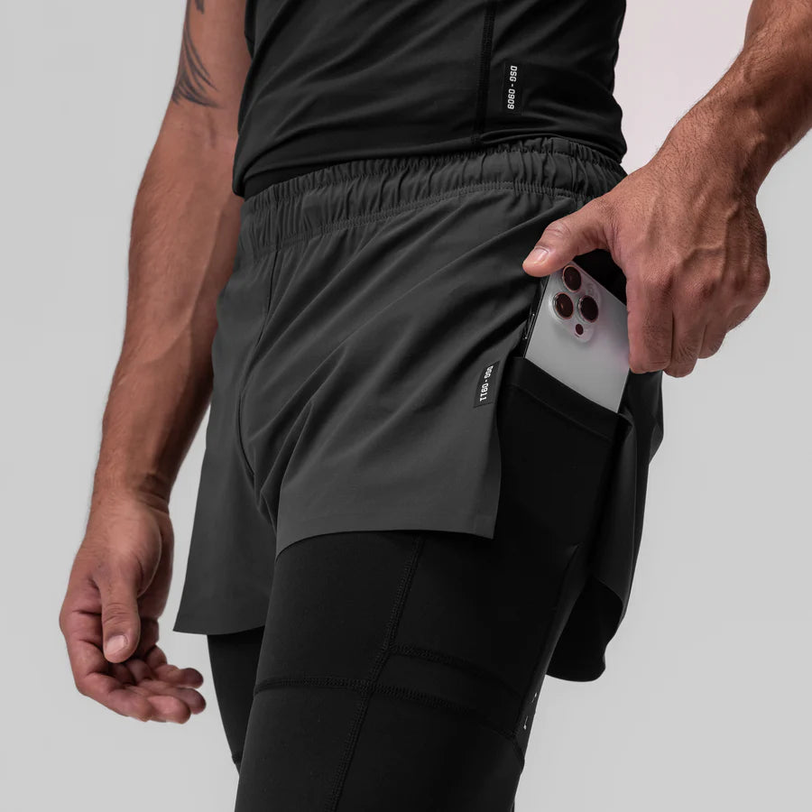 ASRV Tetra-Lite™ 2-In-1 High Split Legging Shorts - Black/Black - Due West