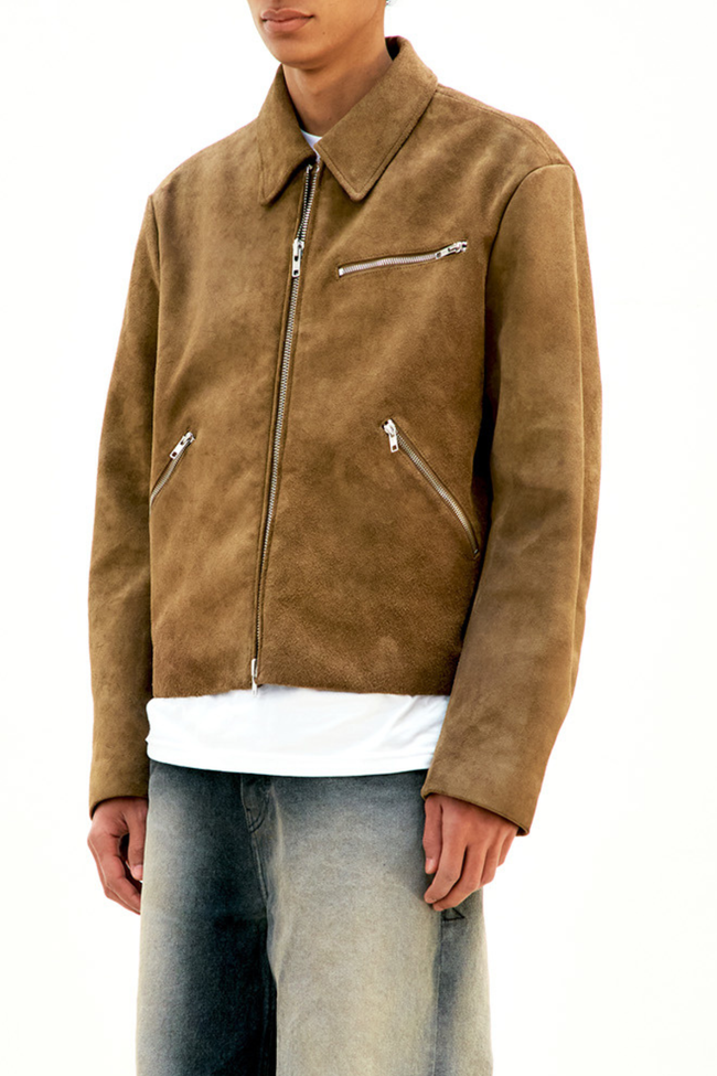 COOR Buffalo Suede Multi Zip Jacket - Camel