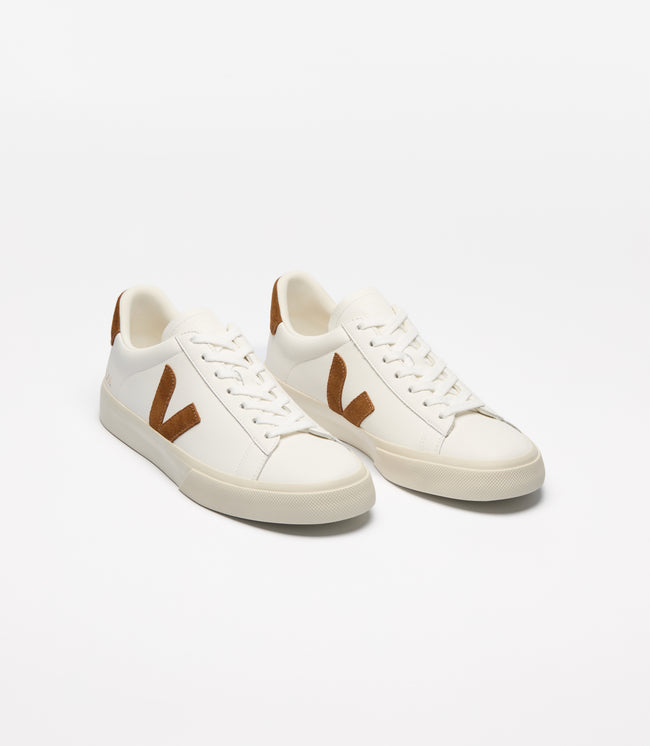 Veja Mens Campo ChromeFree Leather Sneakers - White/Cognac