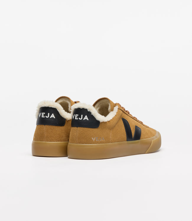 Veja Mens Campo Furred Suede Sneakers - Camel/Black