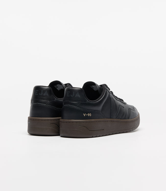 Veja Mens V-90 O.T. Leather Sneakers - Full Black Eagle