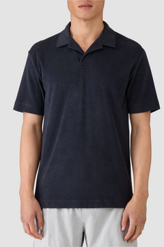 Sunspel Towelling Polo Shirt - Navy - Due West