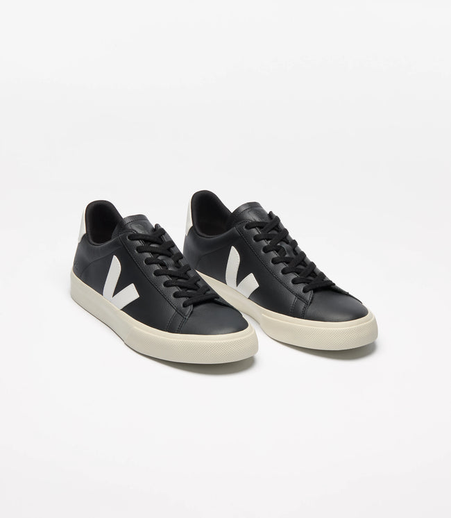 Veja Mens Campo ChromeFree Leather Sneakers - Black/White