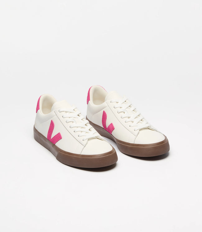 Veja Womens Campo Leather Sneakers - White/Pink Bark