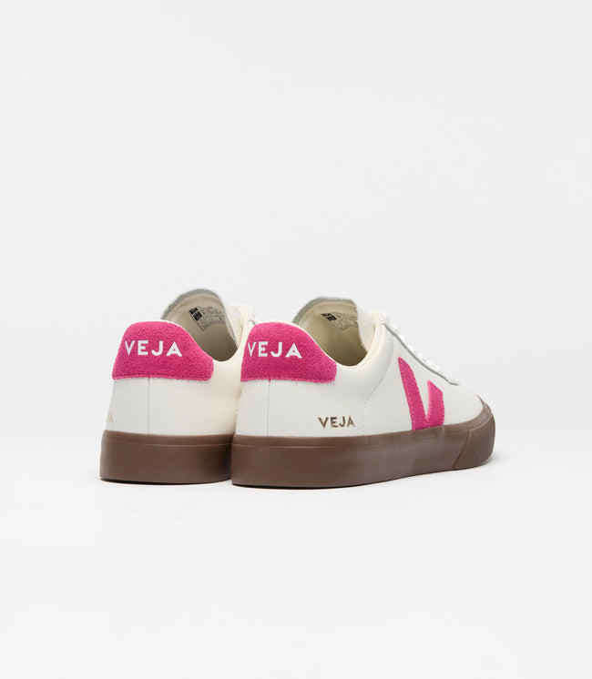 Veja Womens Campo Leather Sneakers - White/Pink Bark