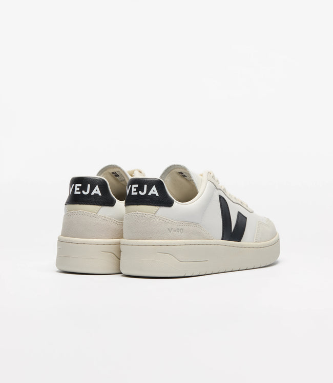 Veja Mens V-90 O.T. Leather Sneakers - White/Black