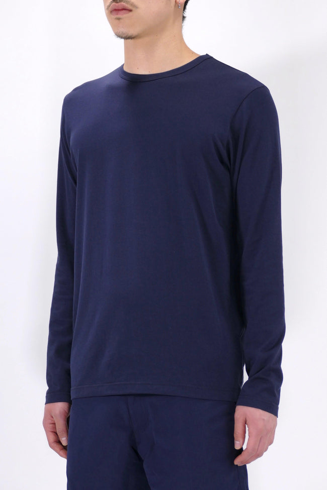Sunspel Long Sleeve Crewneck - Navy - Due West