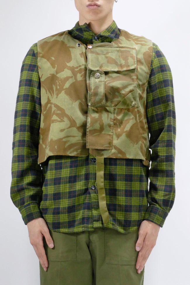 Myar Civil Flannel Check Vest Shirt - Green - Due West