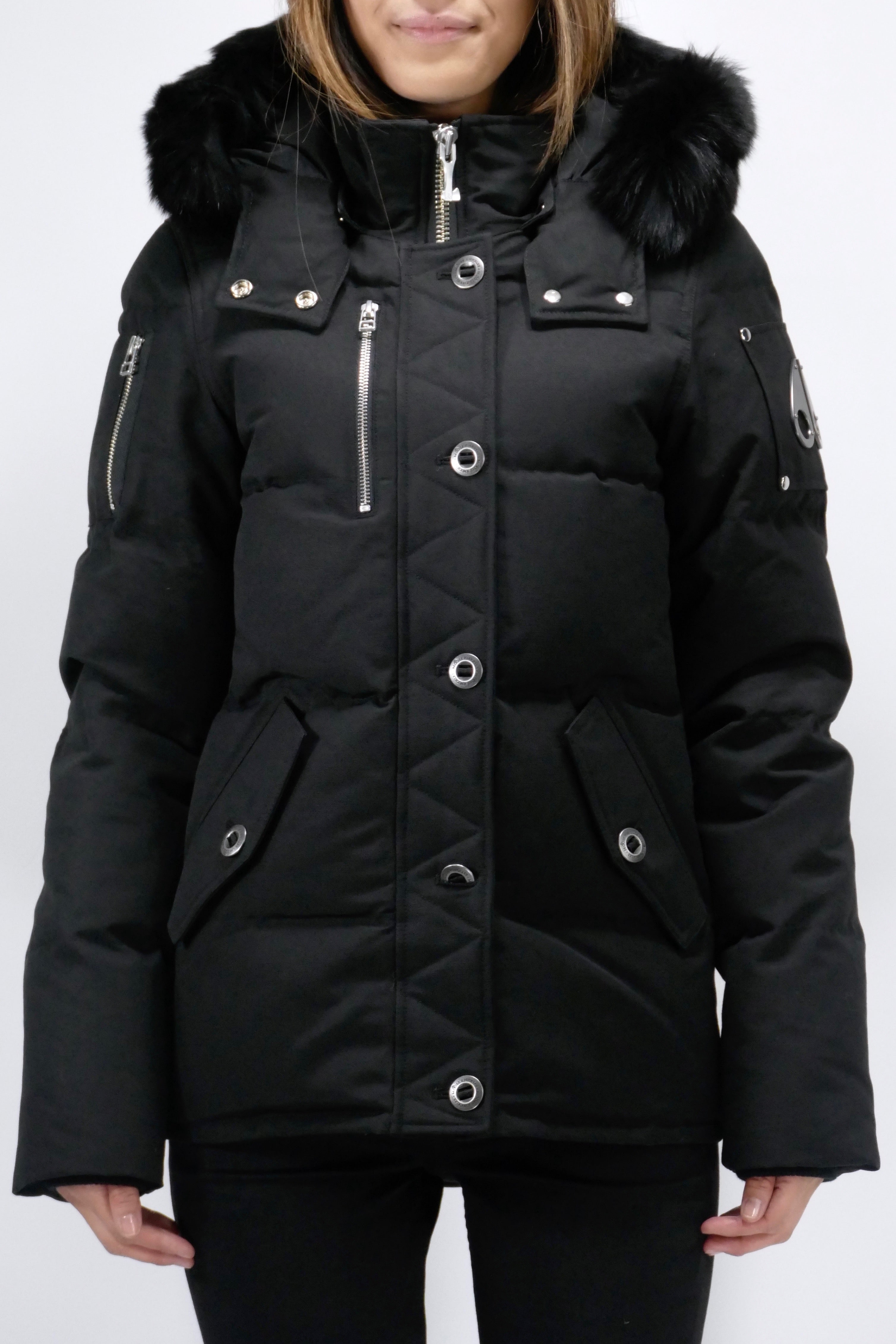 Moose Knuckles Womens Down Jacket 3Q Black/Black Due West