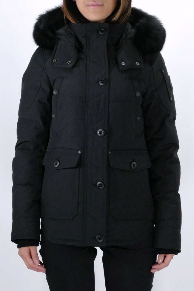 Moose Knuckles Womens Down Jacket Anguille - Black/Black
