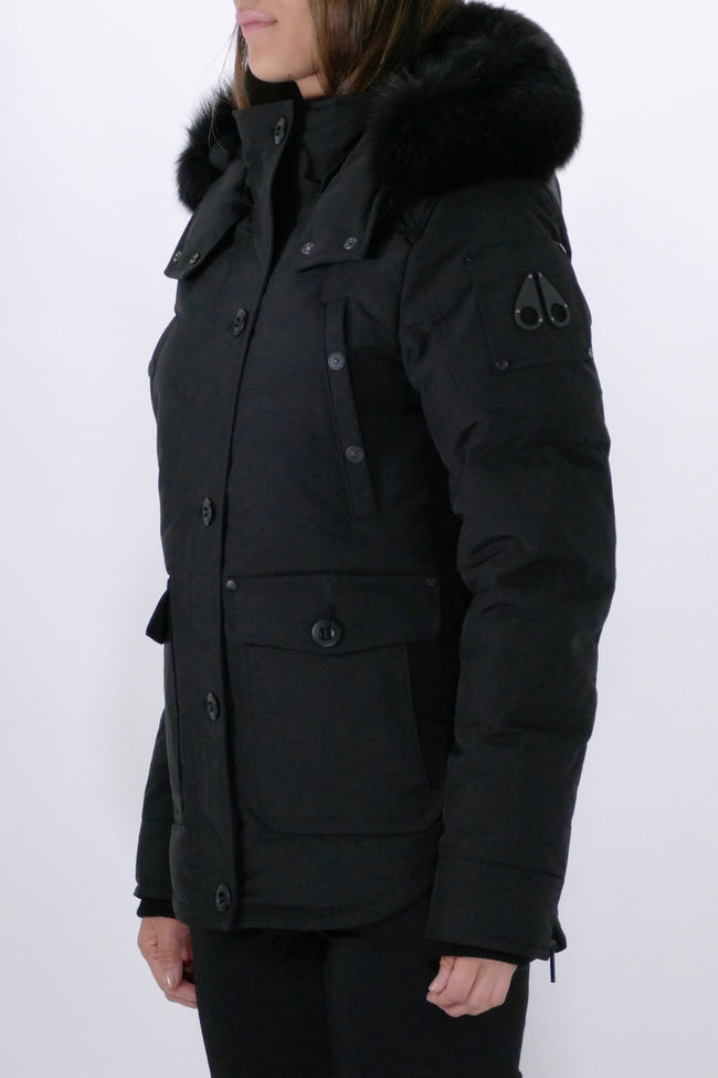 Moose Knuckles Womens Down Jacket Anguille - Black/Black