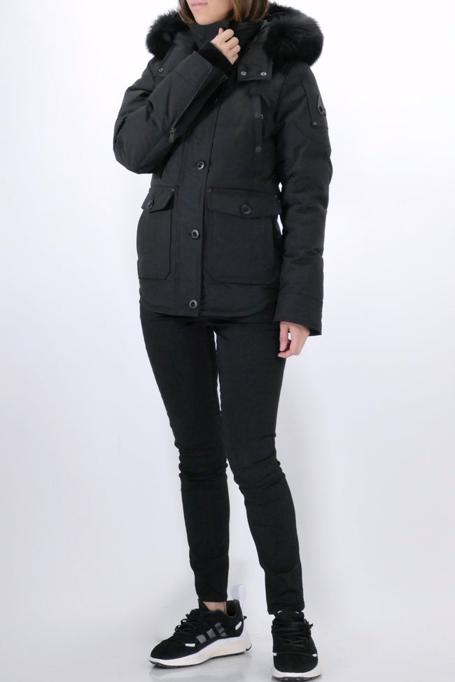 Moose Knuckles Womens Down Jacket Anguille - Black/Black