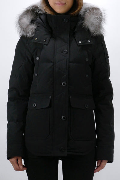 Moose Knuckles Womens Down Jacket Anguille - Black/Frost - Due West