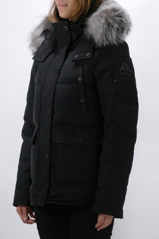 Moose Knuckles Womens Down Jacket Anguille - Black/Frost