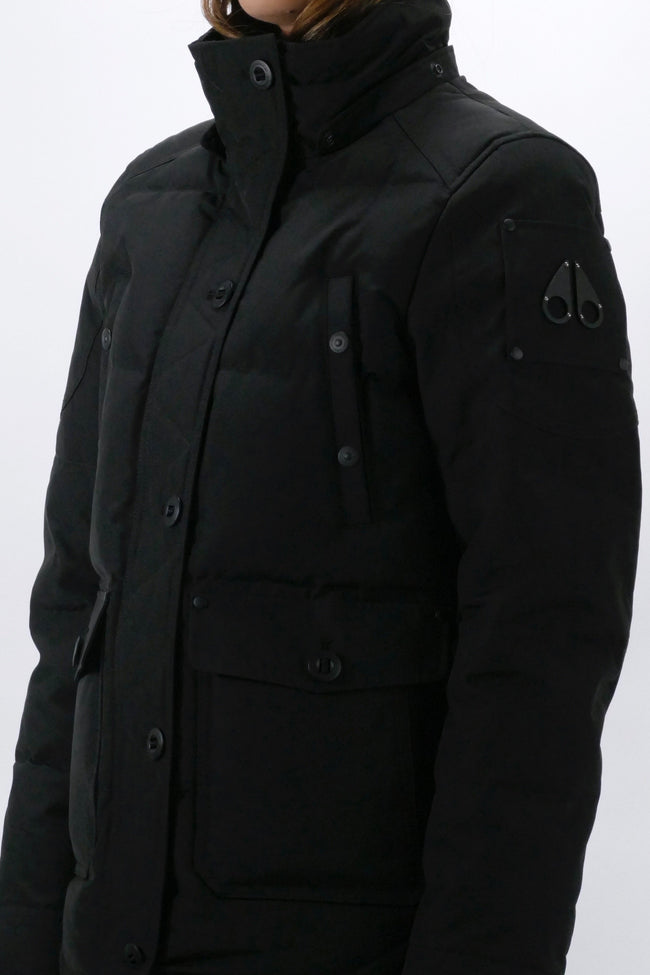 Moose Knuckles Womens Down Jacket Anguille - Black/Frost