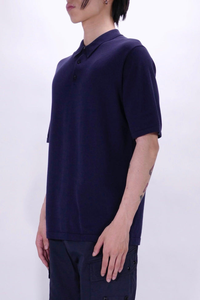 Sunspel Sea Island Cotton Knit Polo - Navy - Due West