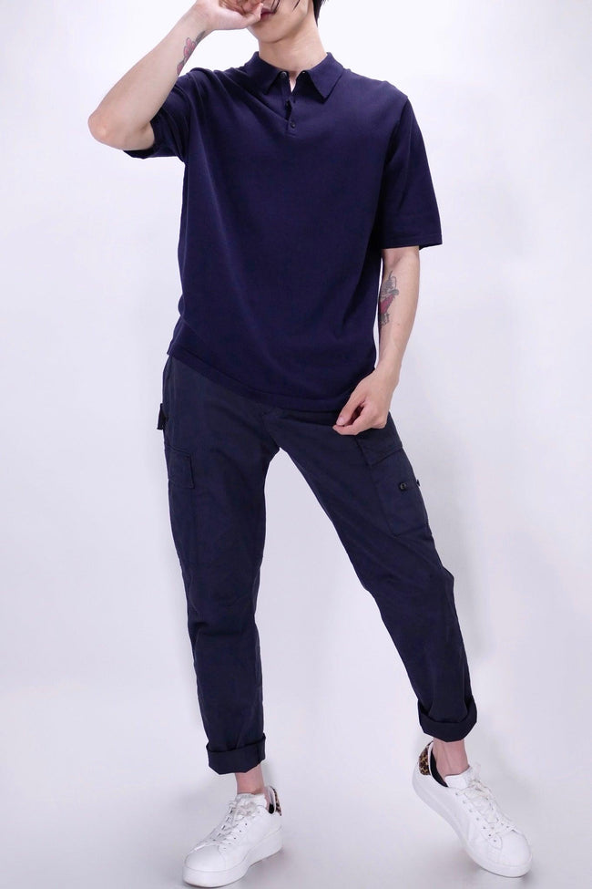 Sunspel Sea Island Cotton Knit Polo - Navy - Due West