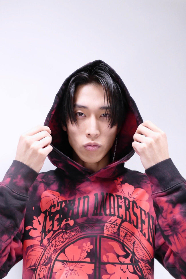 Astrid Andersen Tie Dye Logo Flower Hoodie - Red - Due West