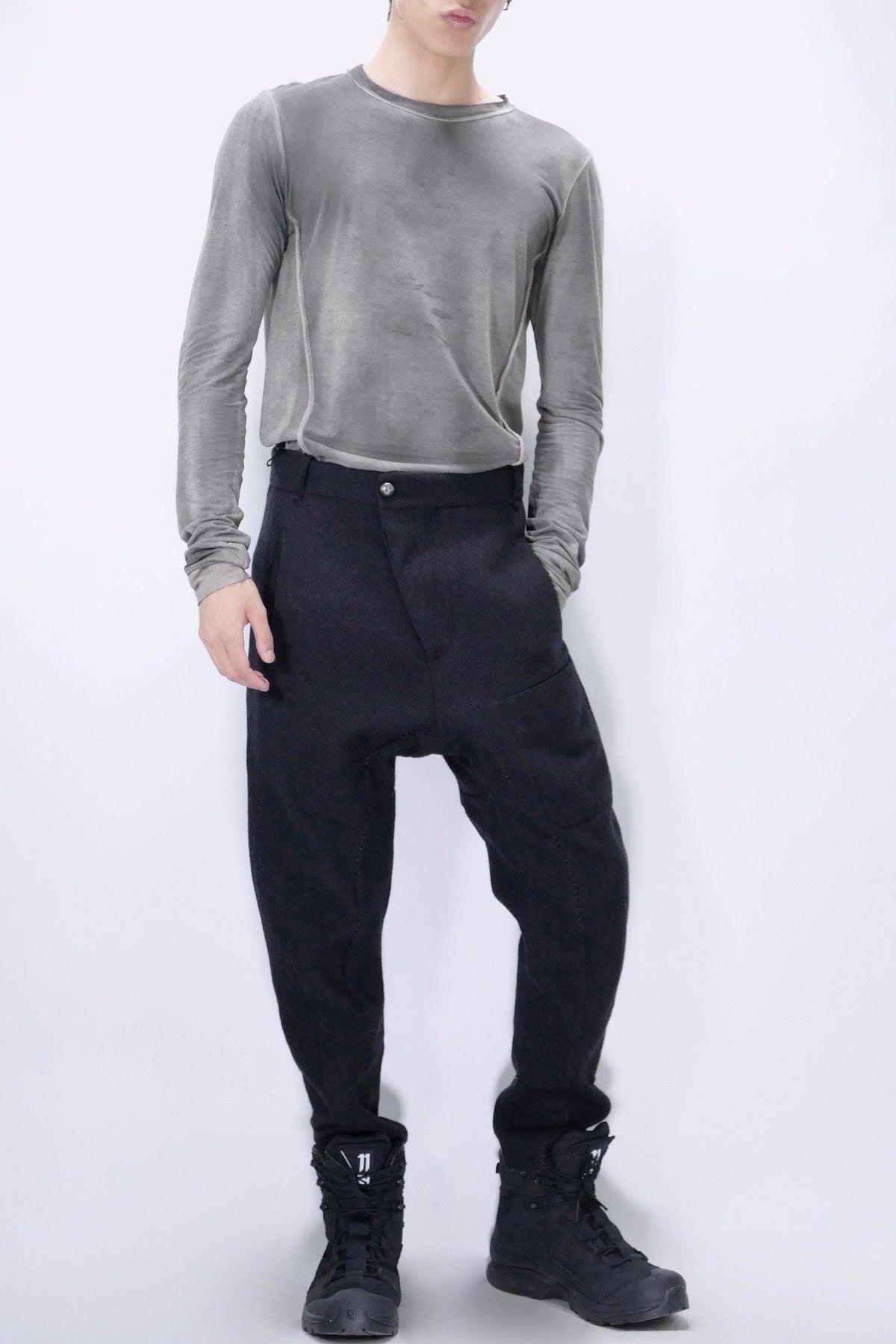 Masnada Double Spacer Wool Pants - Anthracite - Due West