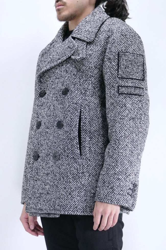 Neil Barrett Double Breasted Military Coat - Black/Off White
