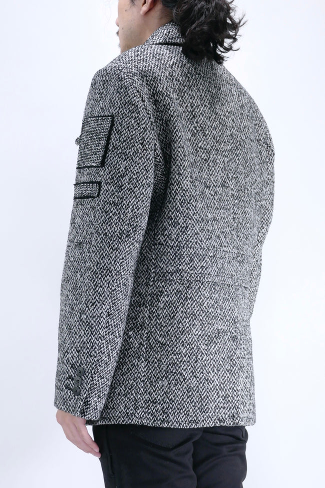 Neil Barrett Double Breasted Military Coat - Black/Off White