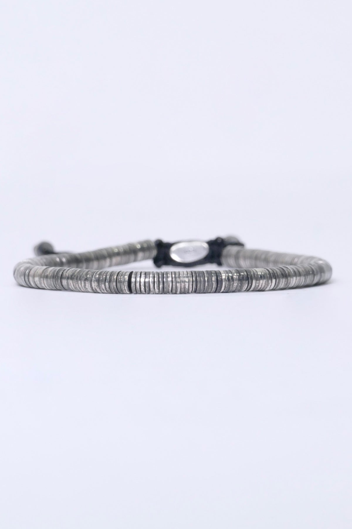 M.Cohen by MAOR Stacked Carved Oxidized Disc Bracelet - Silver