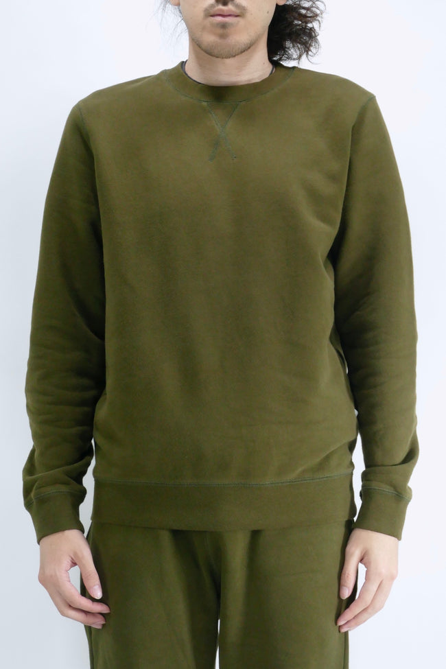 Sunspel Cotton Loopback Sweatshirt - Dark Moss