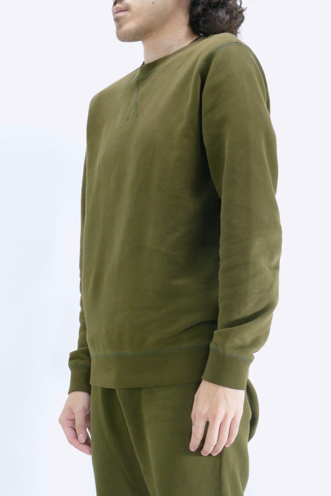 Sunspel Cotton Loopback Sweatshirt - Dark Moss