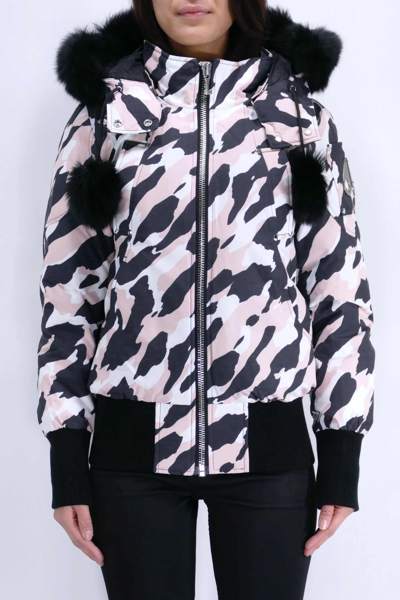 pellicule♡ smoke rose big PK Moose Knuckles Womens Down Bomber Debbie - Rose Smoke/Black - Due West