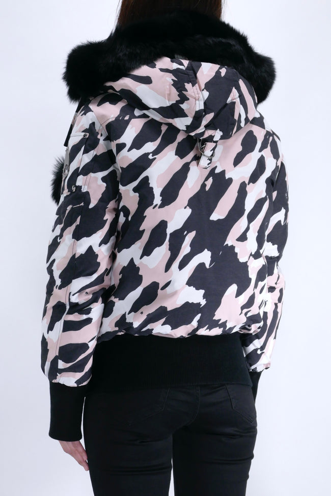 Moose Knuckles Womens Down Bomber Debbie - Rose Smoke/Black